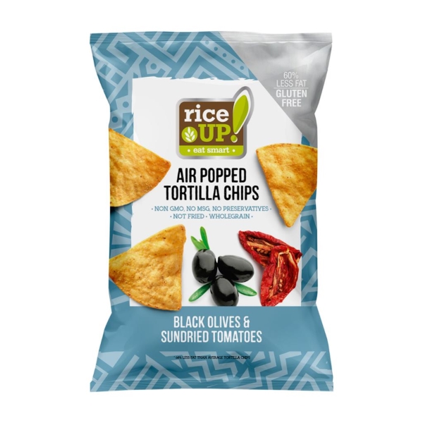 Rice Up Popped Tortilla chips Black Olives & Sundried Tomatoes 60 gr x 24 pc