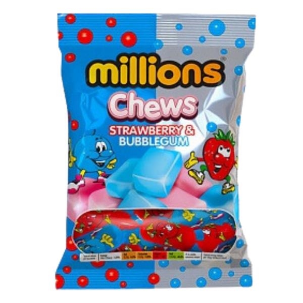 Millions Chunky Chews Strawberry & Bubblegum 120 gr x 12 st