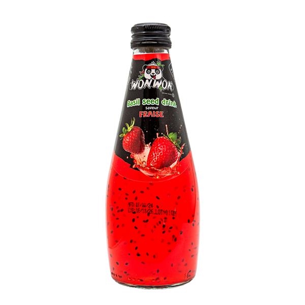 Won Won Basil Seed Drink strawberry 290 ml x 12 pc